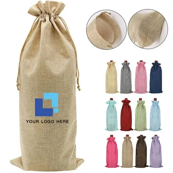 Jute Wine Drawstring Bag 1
