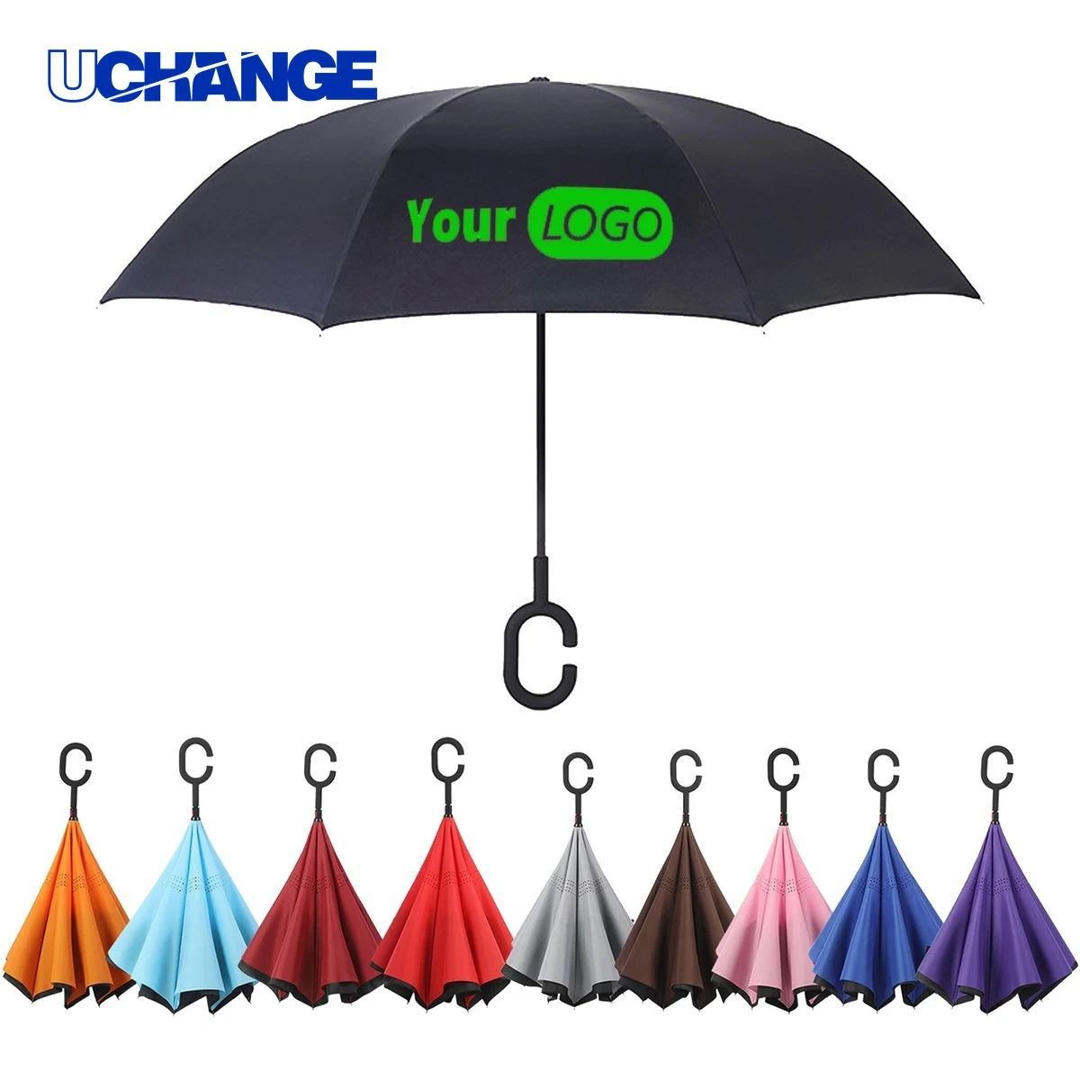 48 Inch Arc Reverse Umbrella with C Shaped Handle 1