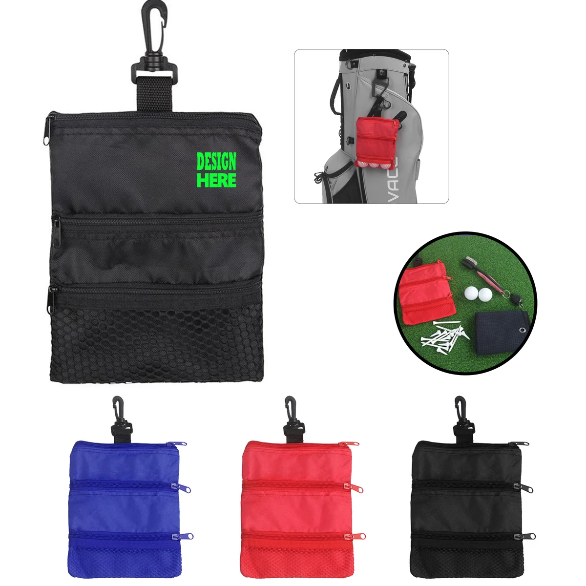 Portable Golf Ball Storage Bag with Hook Attachment 1