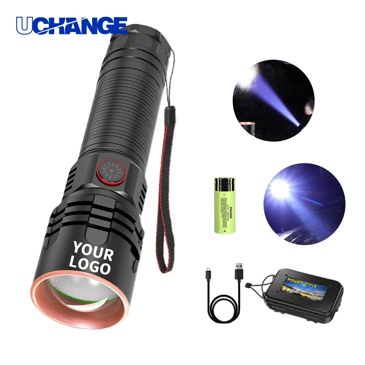 Rechargeable Zoom Flashlight Tool with Three Mode Output 1