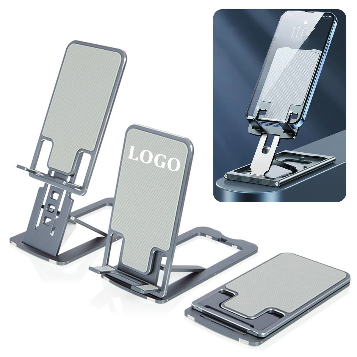 Foldable Aluminum Adjustable Travel Phone Holder for Desk 1