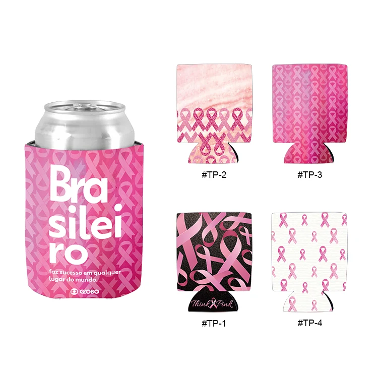 Free Shipping Ribbon Design Sublimated Collapsible Can Cooler 1