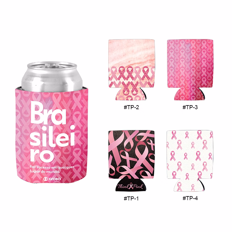 Free Shipping Ribbon Design Sublimated Collapsible Can Cooler