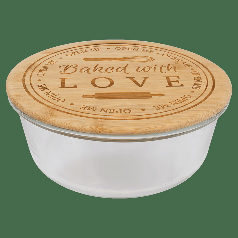 44 oz. Round Glass Container with Bamboo Lid