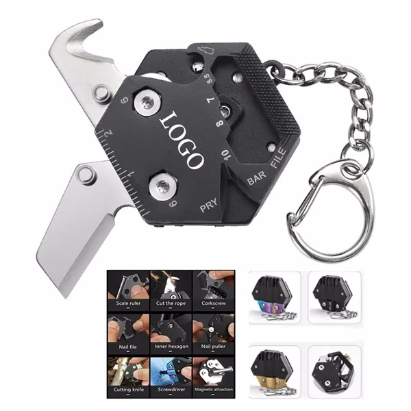 Custom Hexagon Folding Multi-Tool EDC Kit — Knife Opener Screwdriver Hardware Giveaway