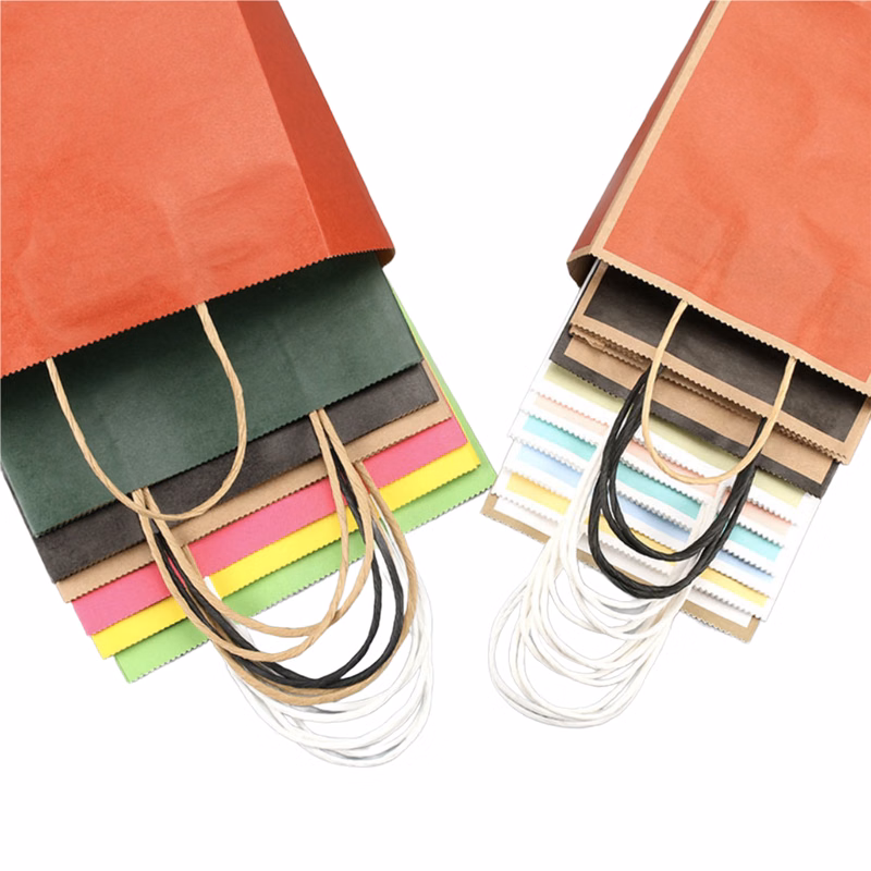 MOQ 100 PCS Spacious Kraft Paper Handbag