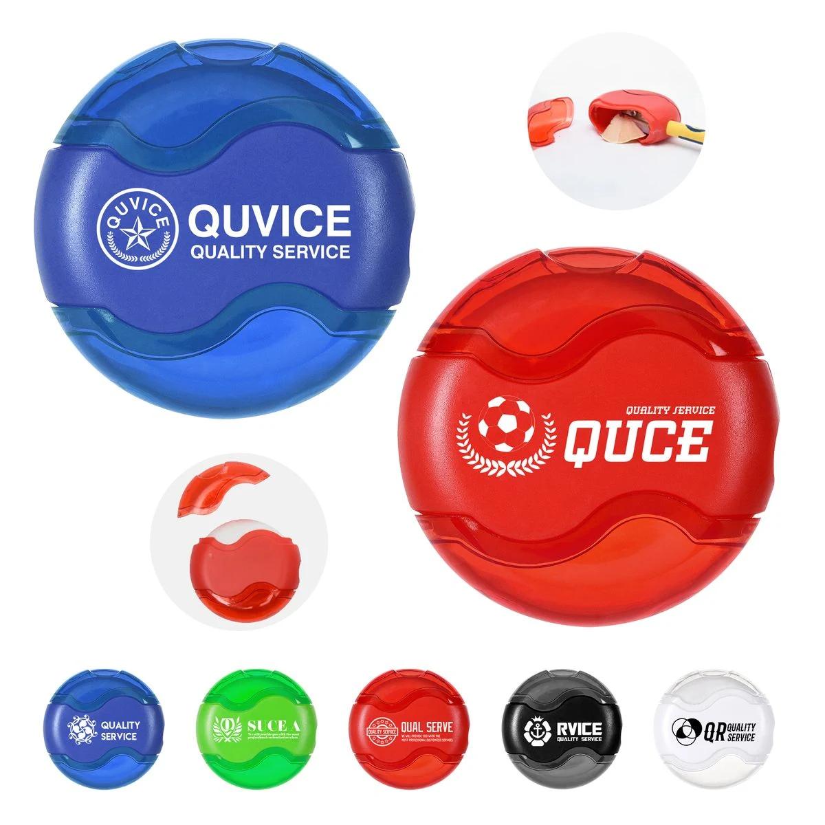 Round Dual Pencil Sharpener With Eraser 1
