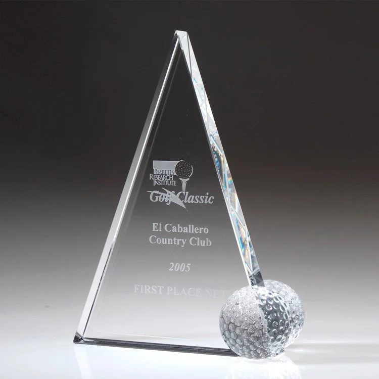 10" Crystal Award-Peak Golf Trophy_D225CA 1