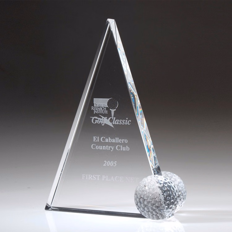 10" Crystal Award-Peak Golf Trophy_D225CA