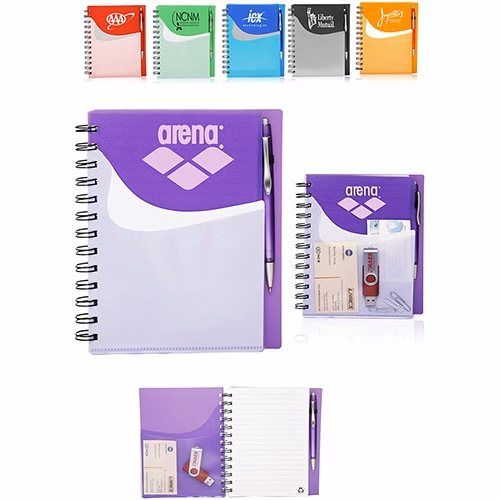 Wavy Two-Tone Spiral Notebook - 6" W x 7" H