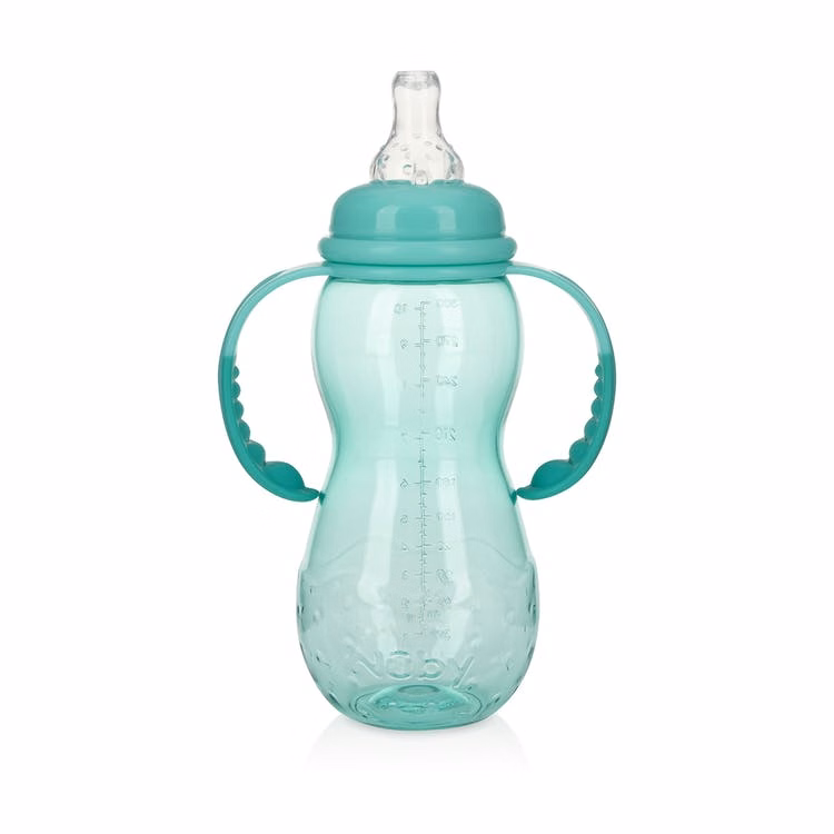 Nuby Standard Neck Non-Drip Bottle w/Handles - 10 oz Aqua Stage 3