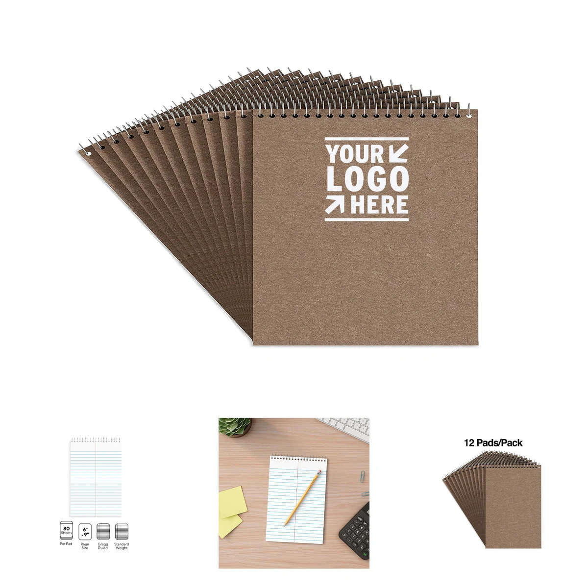 6" x 9" Gregg Ruled White 80 Sheets Recycled Steno Book 1