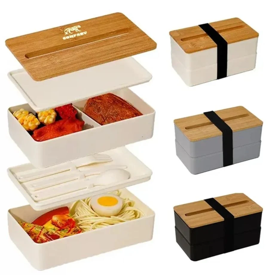 Stackable Bento Box With Phone Stand and Bamboo Lid 1