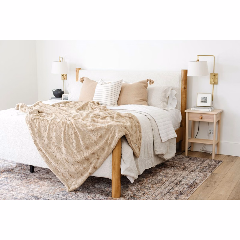 Patterned Faux Fur Zippered Khaki-XL Luxury Blanket (60x80)
