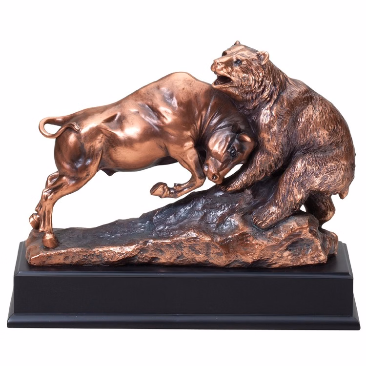 Bull and Bear Resin Sculpture