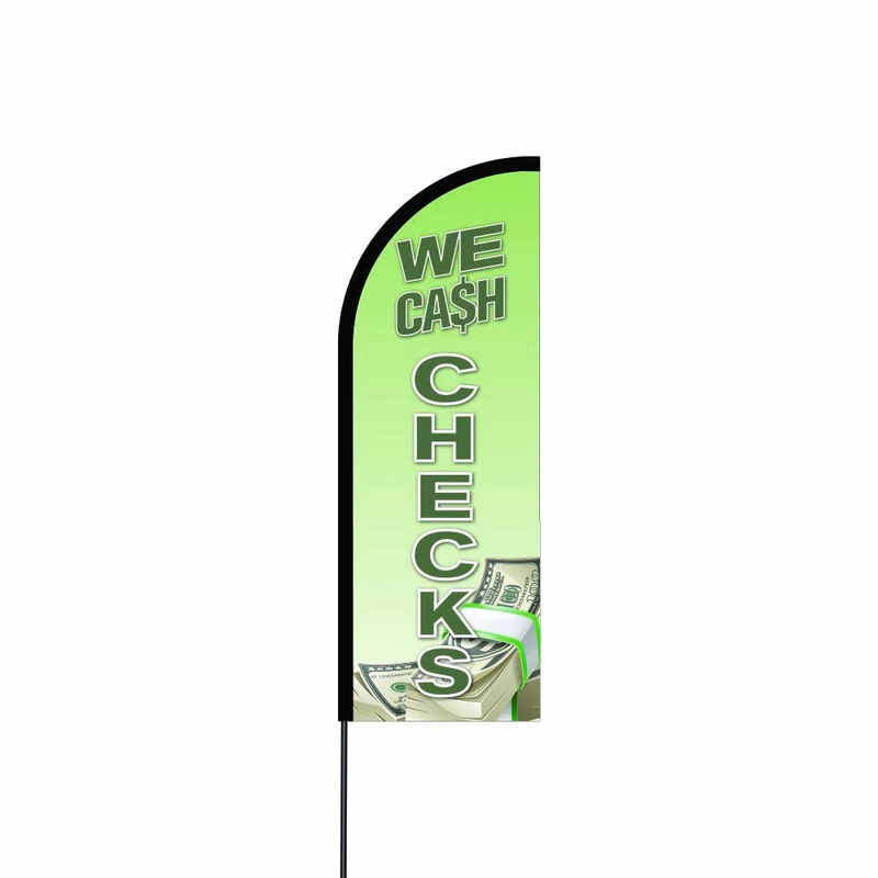 We Cash Checks Flag Kit Hardware 14' Feet Feather Flag Sign Outdoor Banner