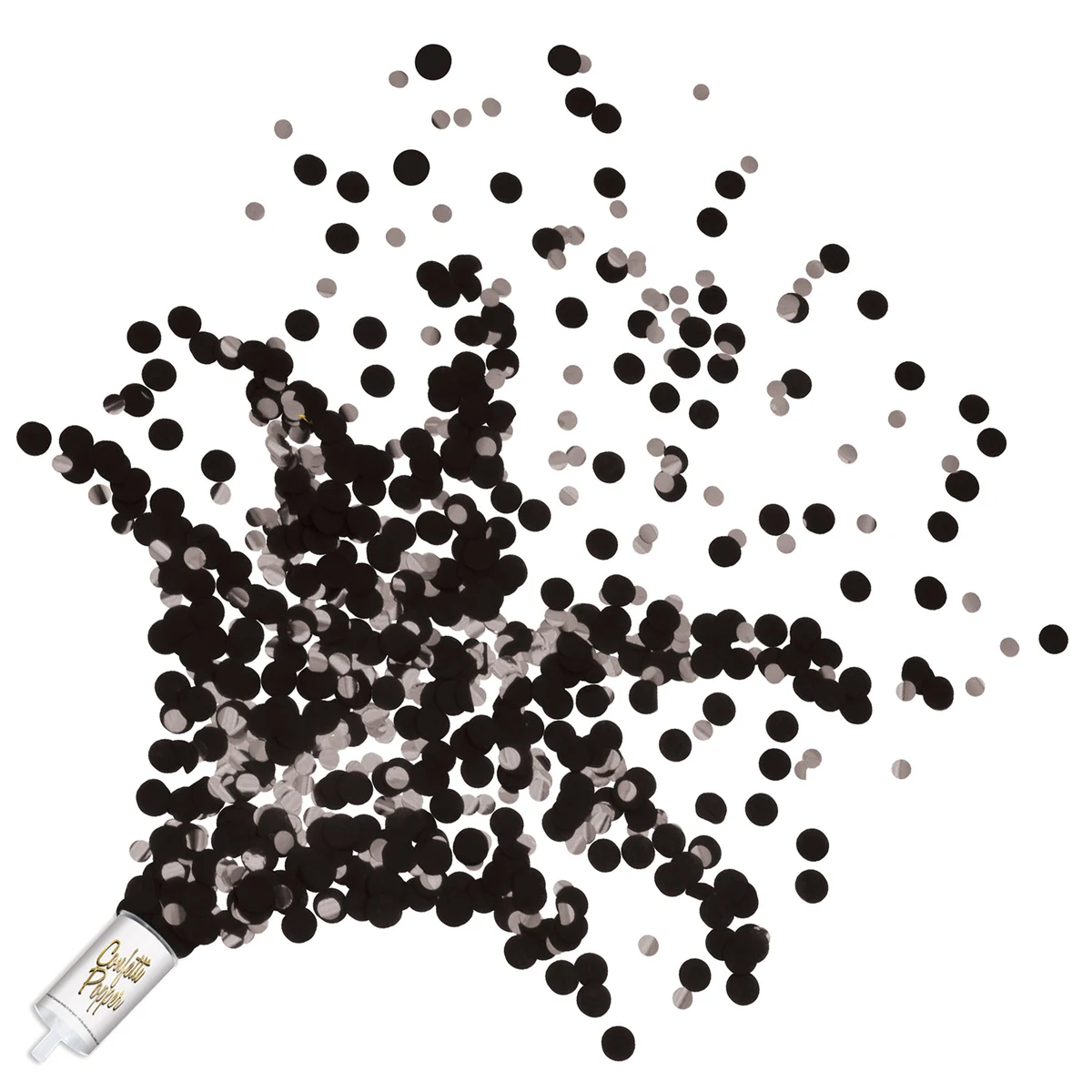 Black paper & Silver plastic Push Up Confetti Poppers 1