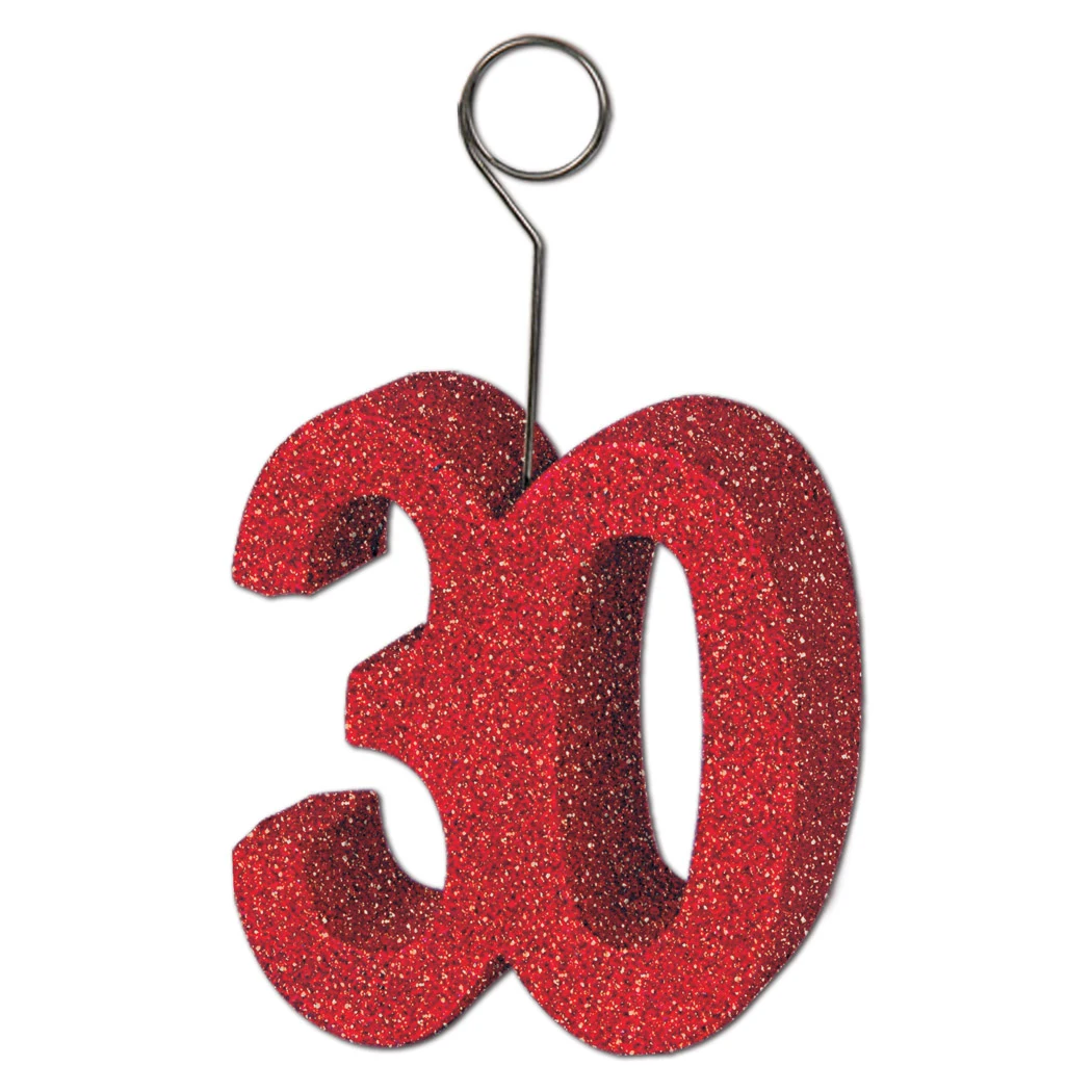 Red Glittered Number Photo/ Balloon Holder 1