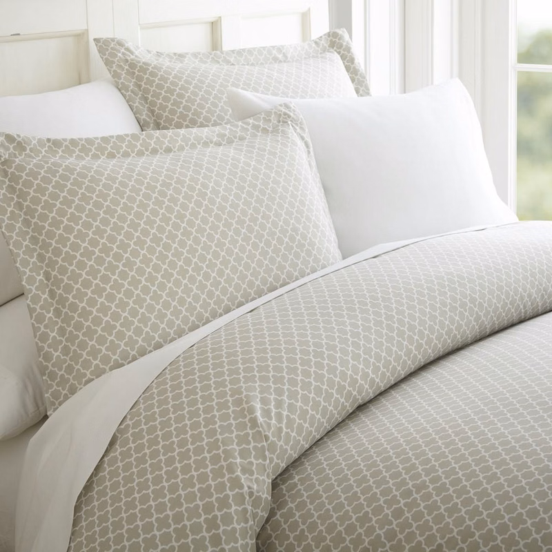 Duvet Cover Sets - Gray Quatrefoil Pattern King 3 Piece