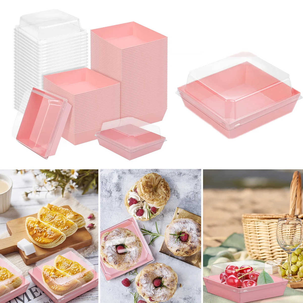 5" Brown Square Disposable Paper Charcuterie Box 1