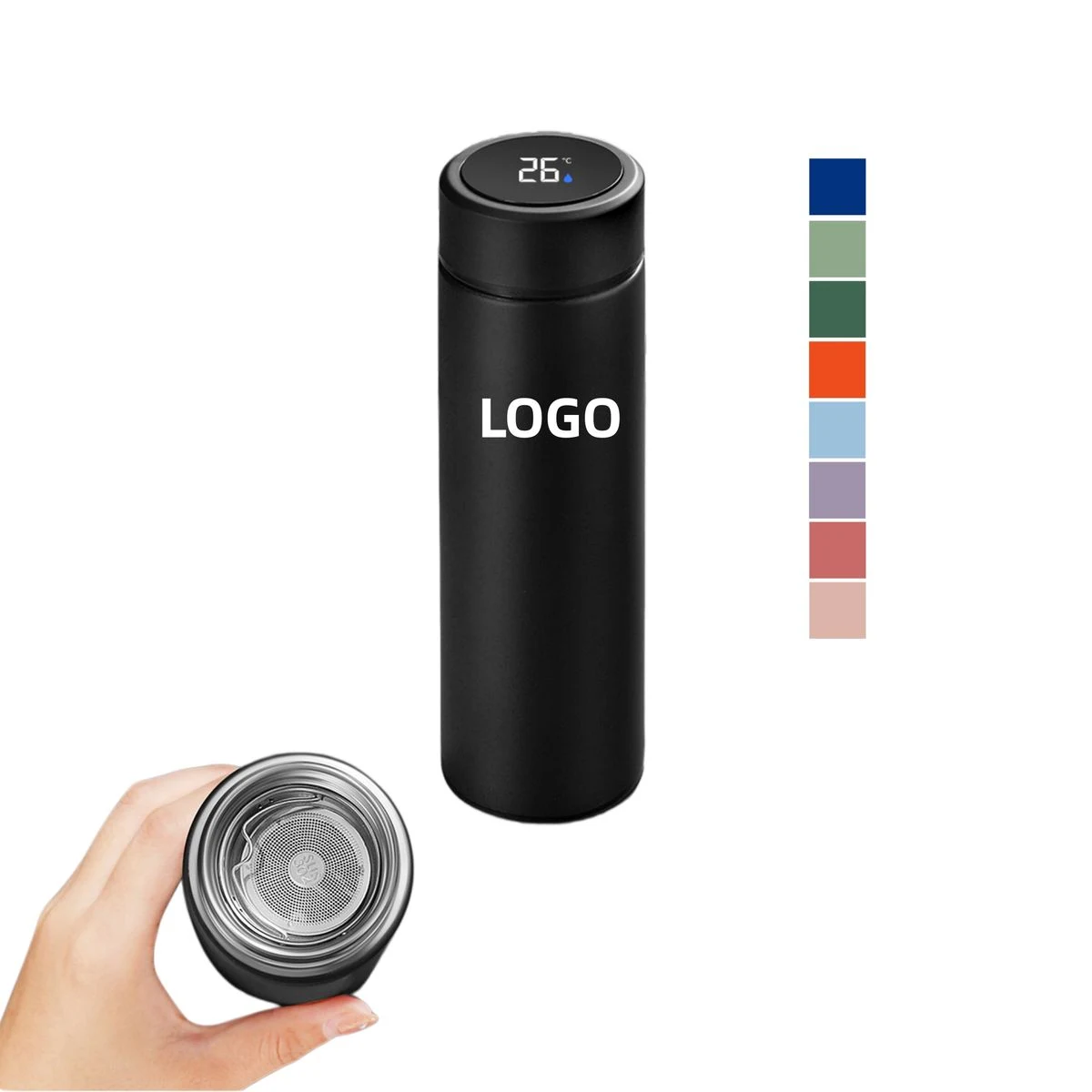Smart Temperature Display Insulated Bottle, custom water bottle with logo imprint 1