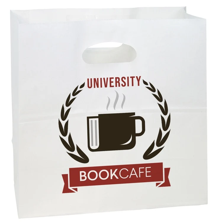 Full Color White Paper Take Out Bag (11" x 11" x 6") 1