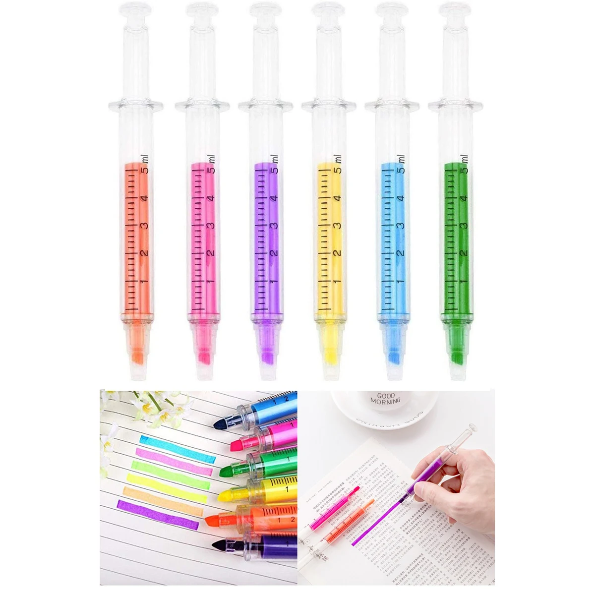 Syringe Highlighter Fluorescent Needle Pen 1