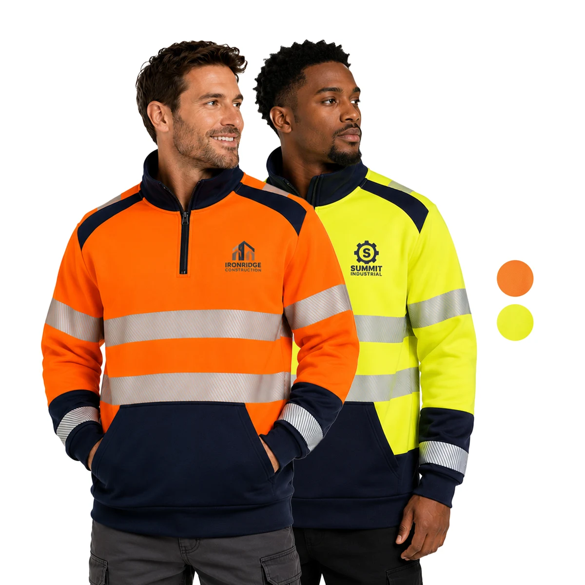Class 3 Color Block Safety 1/4 Zipper With Segmented Tape And Kangaroo Pocket 1