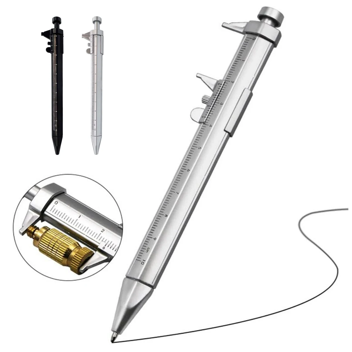 Caliper Style Ballpoint Pen with Blue Ink Refill 1