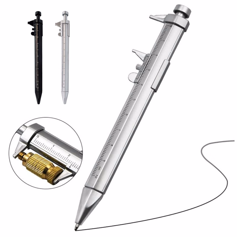 Caliper Style Ballpoint Pen with Blue Ink Refill