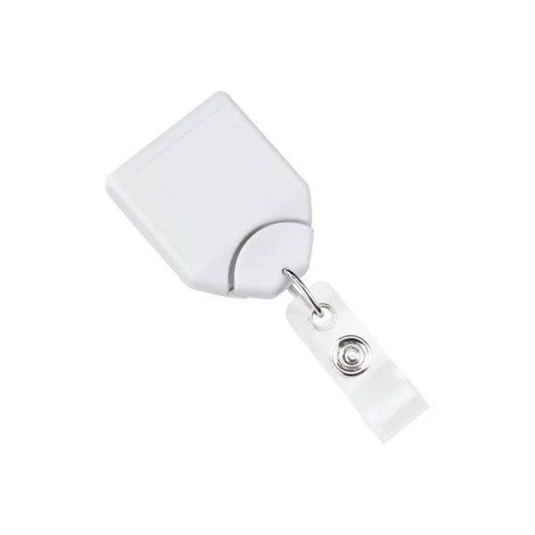 Custom Metallic B-Reel Badge Reel w/Swivel Belt Clip (White) 1