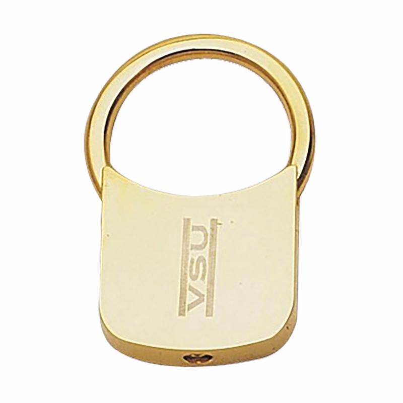 BRASS KEYRING W/ SQUARE BOTTOM & ROUNDED CORNER