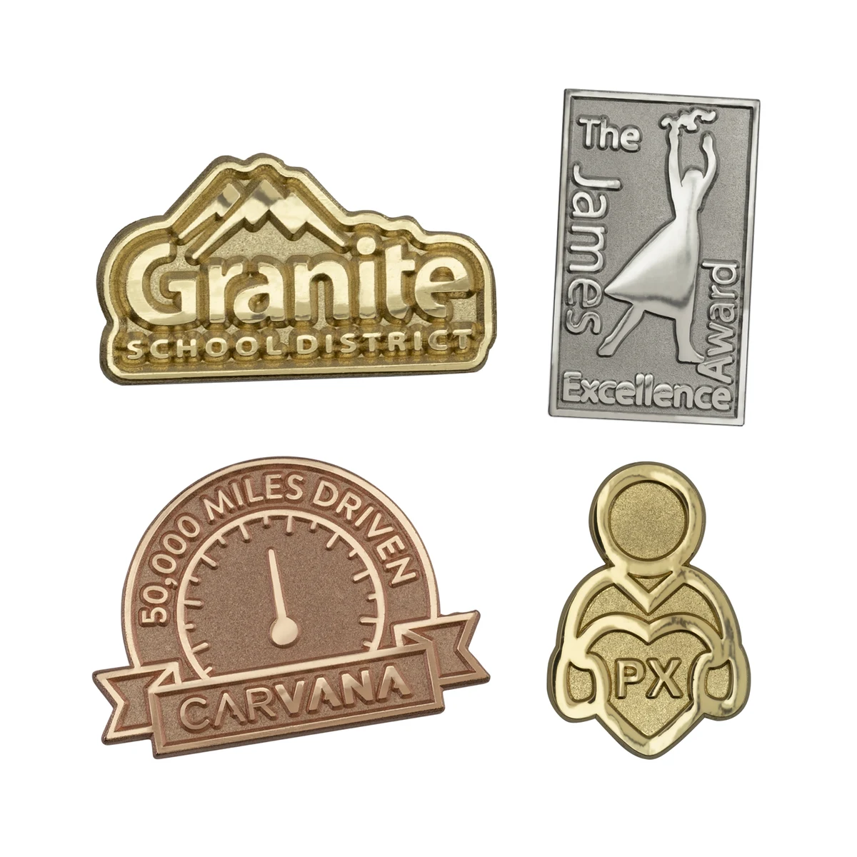 Custom Die Struck Sandblast & Polished Lapel Pins (1") 1