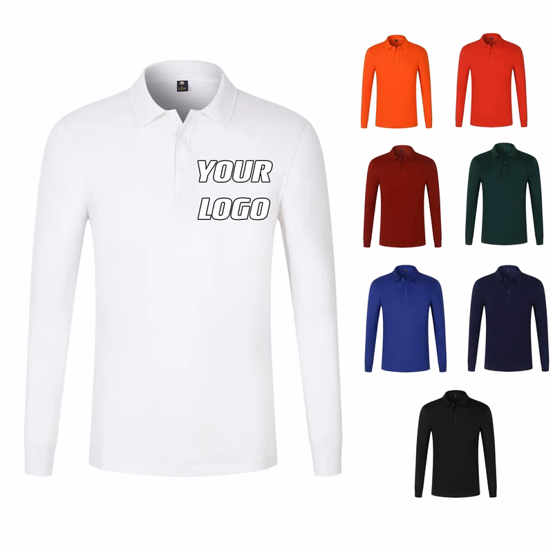 Custom Long-Sleeve Polo Shirts Sweatshirt Tops Work Clothes