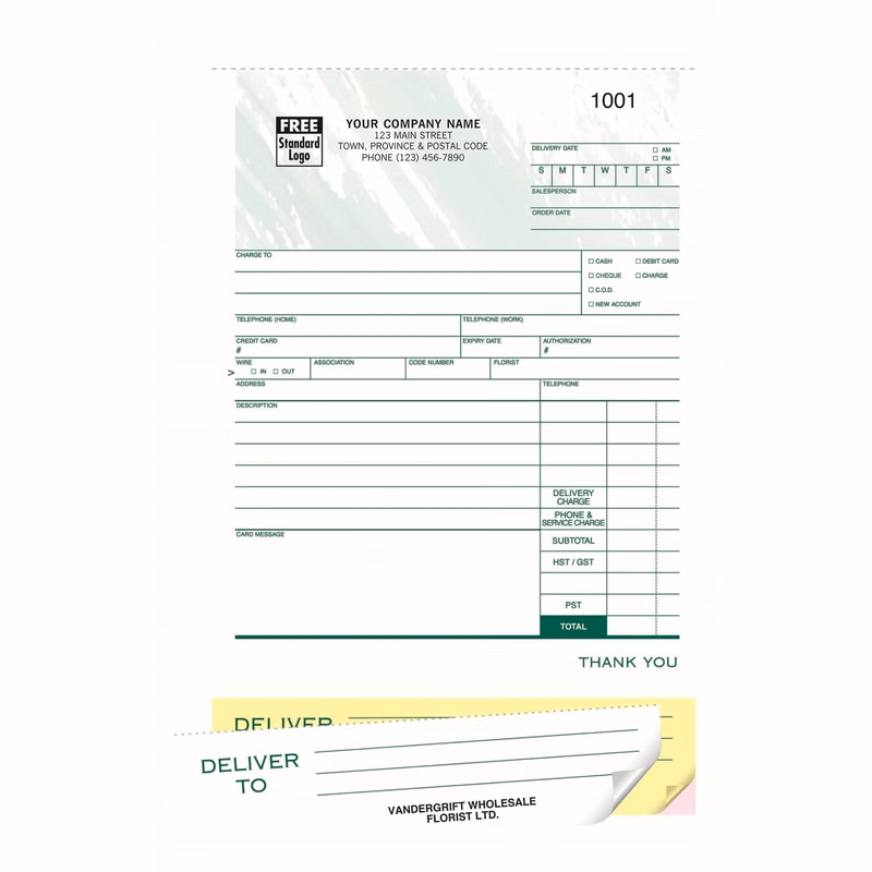 Florist Delivery Sales Order Forms