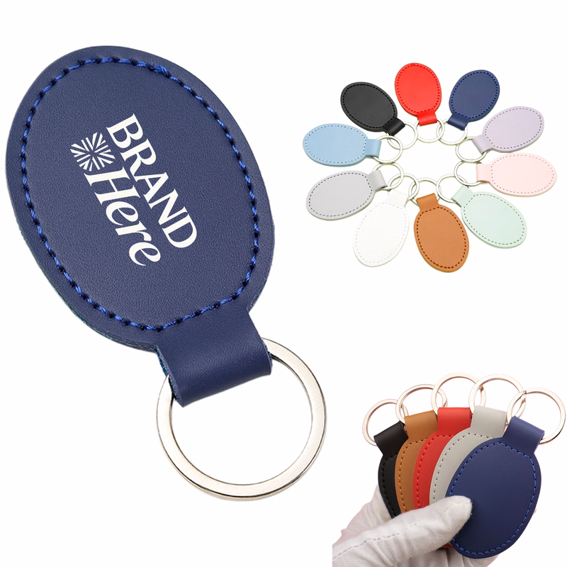 Oval PU keychain