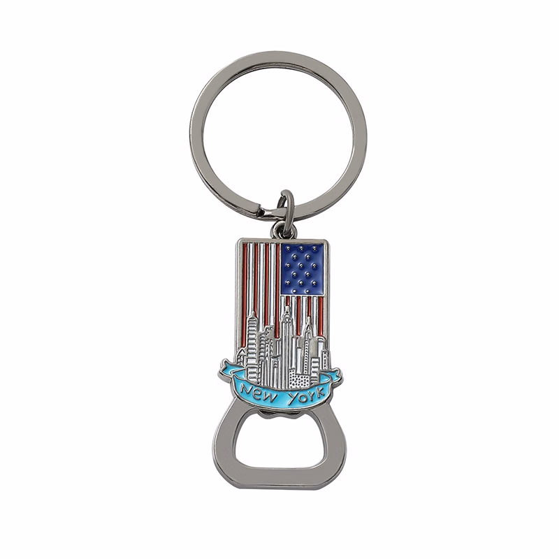 Red White Blue Independence Alloy Bottle Opener Key Ring