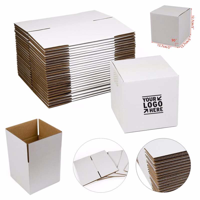 
5x5x5 Inches Durable Small Corrugated Cardboard White Shipping Packing Box