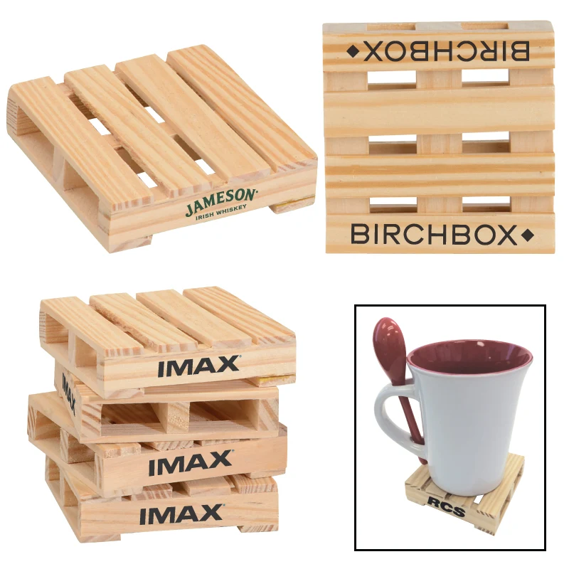 3" Square Mini Pallet Wood Coaster 1