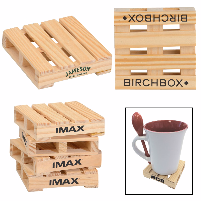 3" Square Mini Pallet Wood Coaster