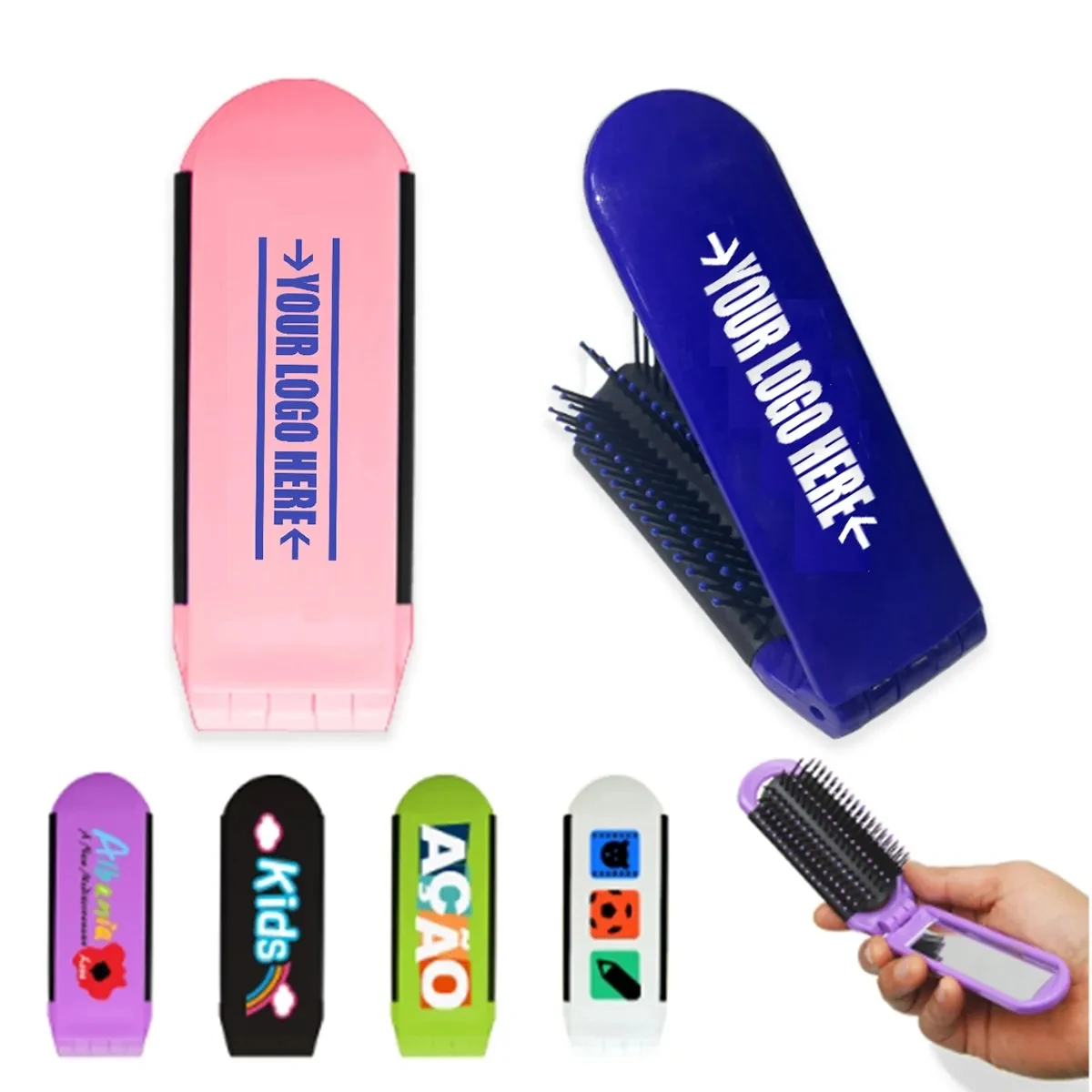 Colorful Portable Folding with Mirror Hair Comb 1