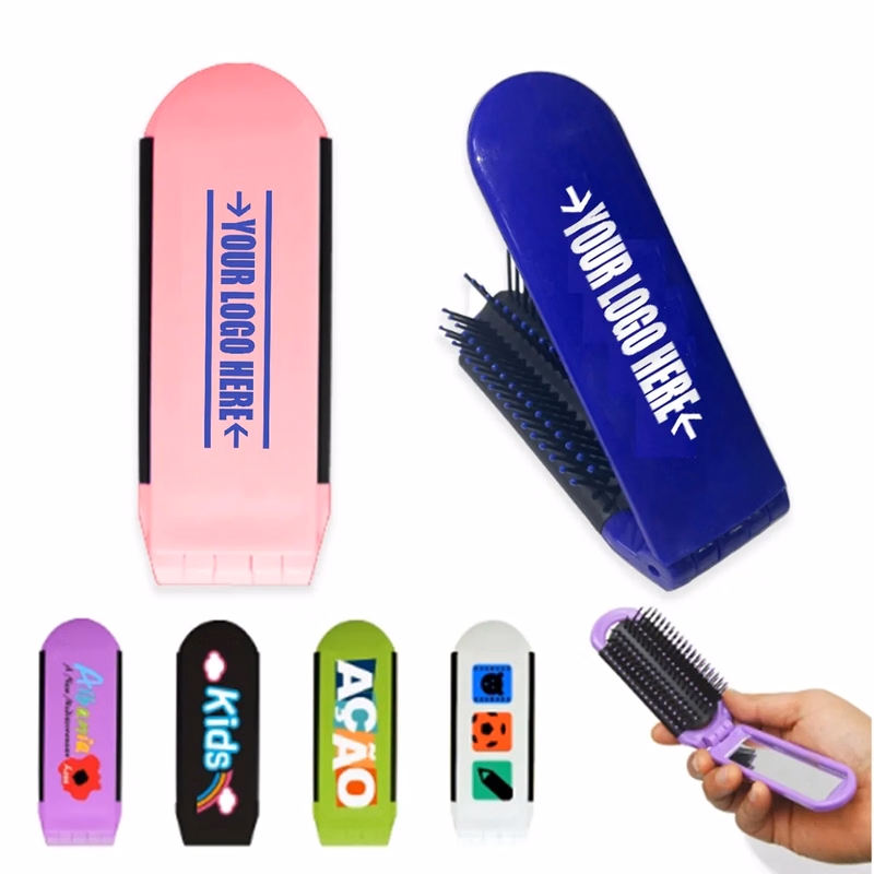 Colorful Portable Folding with Mirror Hair Comb