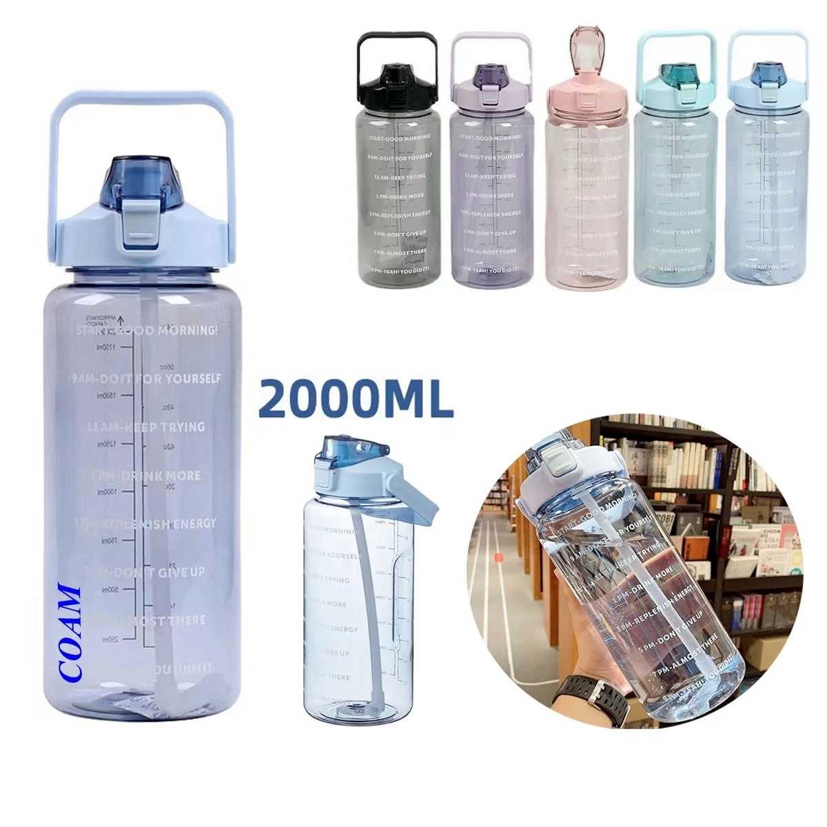 2L Sports Water Bottle With Time Marker 1