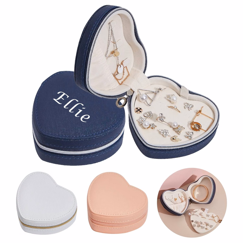 Heart-shaped Mini Travel Jewelry Case