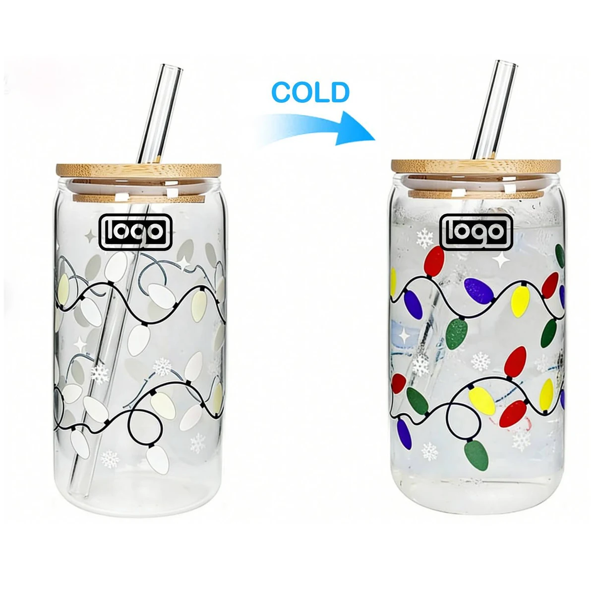 16oz Cold Sensitive Color Changing Glass Cup 1