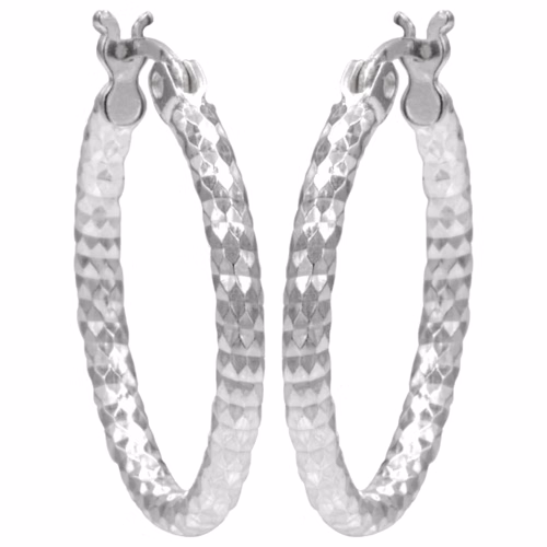 Antwerp Sterling Silver Diamond Cut Hoop Earrings