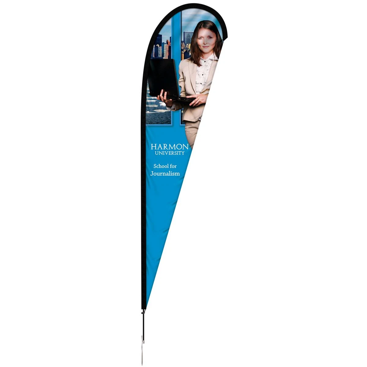 12' Single Reverse Portable Teardrop Banner w/ Hardware Set 1
