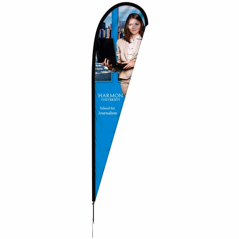 12' Single Reverse Portable Teardrop Banner w/ Hardware Set