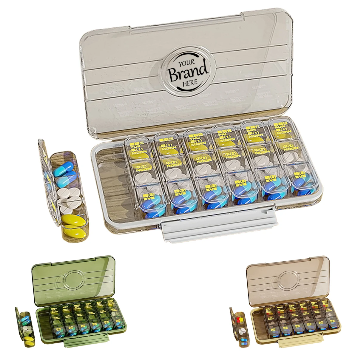 Travel Carrying Pill Case with 21 Compartments 1