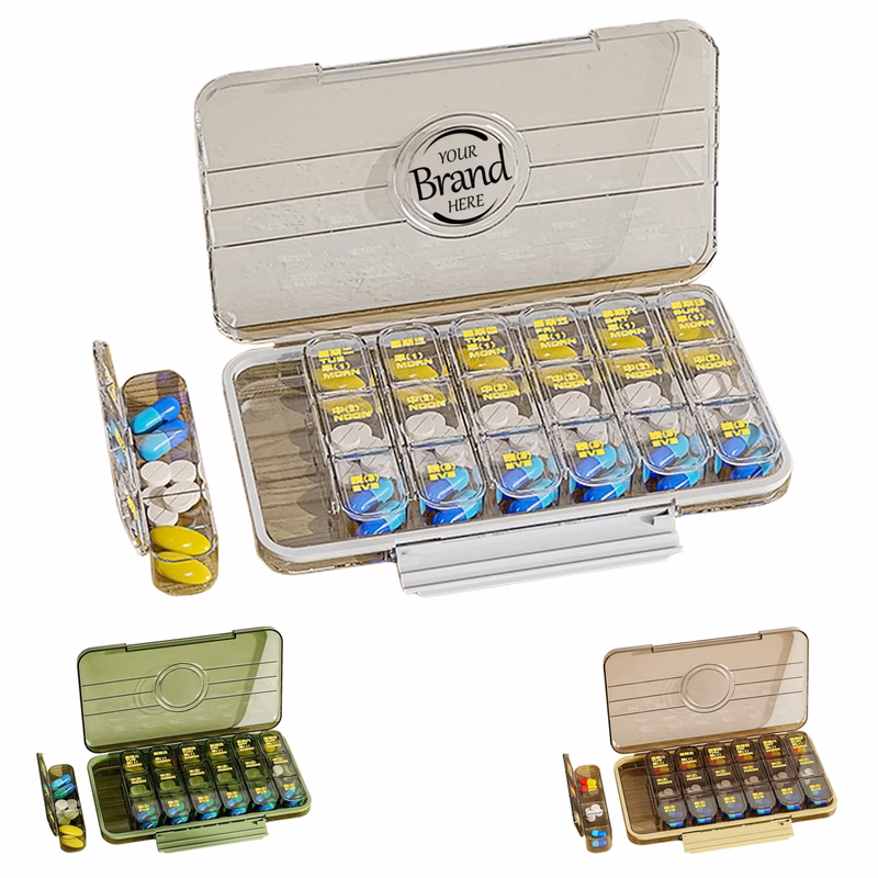 Travel Carrying Pill Case with 21 Compartments